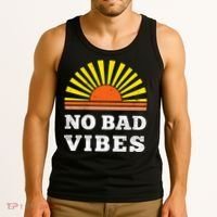 No Bad Vibes Retro Summer Sunset Think Positive Wellbeing Tank Top thumb 3