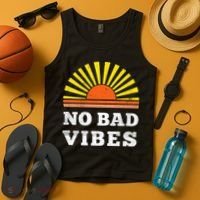 No Bad Vibes Retro Summer Sunset Think Positive Wellbeing Tank Top thumb 4