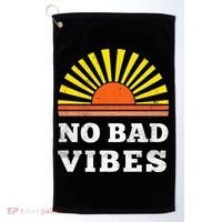 No Bad Vibes Retro Summer Sunset Think Positive Wellbeing Golf Towel thumb 0