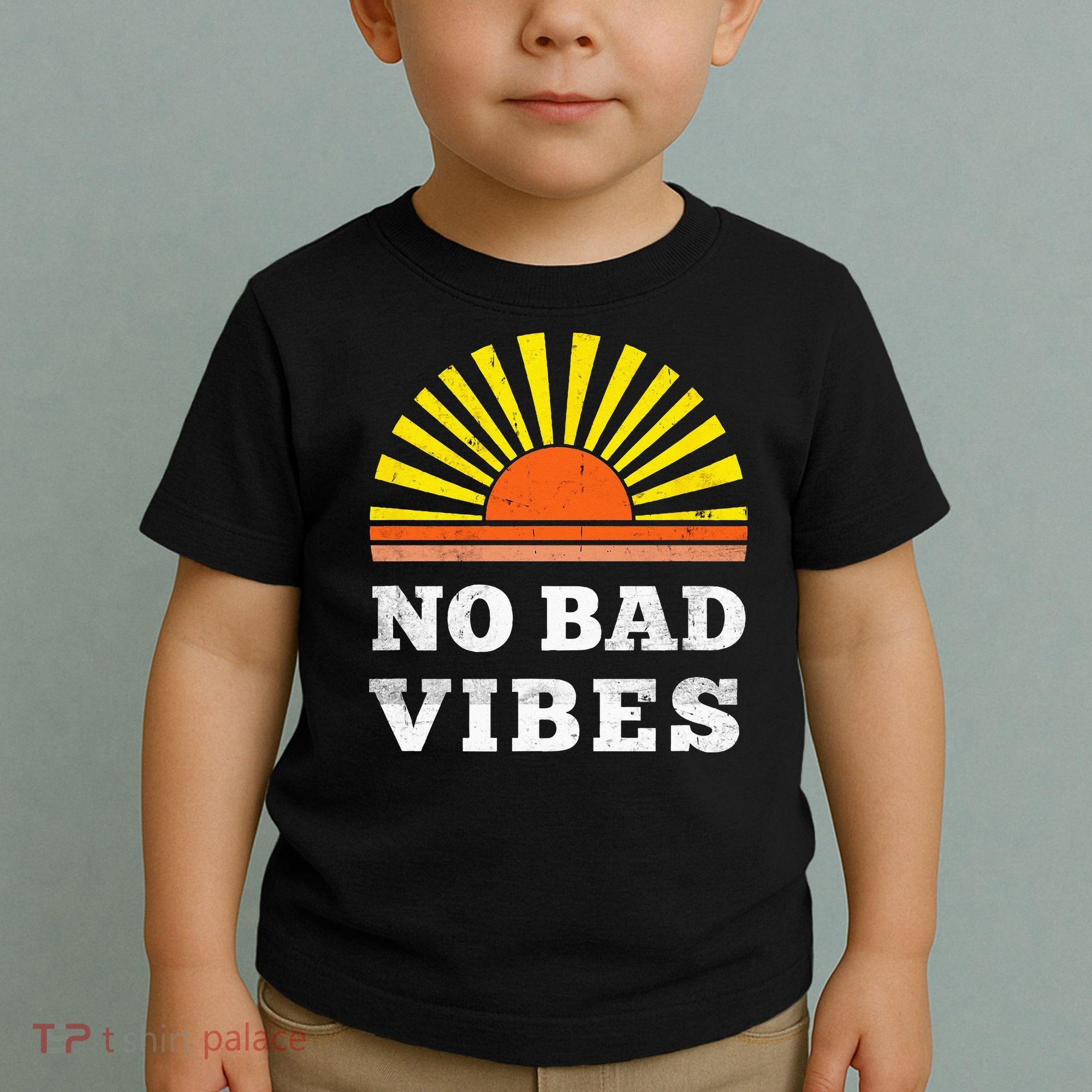 No Bad Vibes Retro Summer Sunset Think Positive Wellbeing Toddler T-Shirt