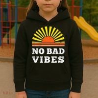 No Bad Vibes Retro Summer Sunset Think Positive Wellbeing Kids Hoodie thumb 3