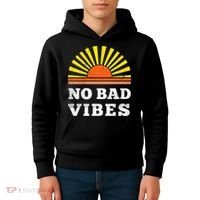 No Bad Vibes Retro Summer Sunset Think Positive Wellbeing Kids Hoodie thumb 4