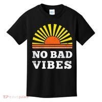 No Bad Vibes Retro Summer Sunset Think Positive Wellbeing Kids T-Shirt thumb 0
