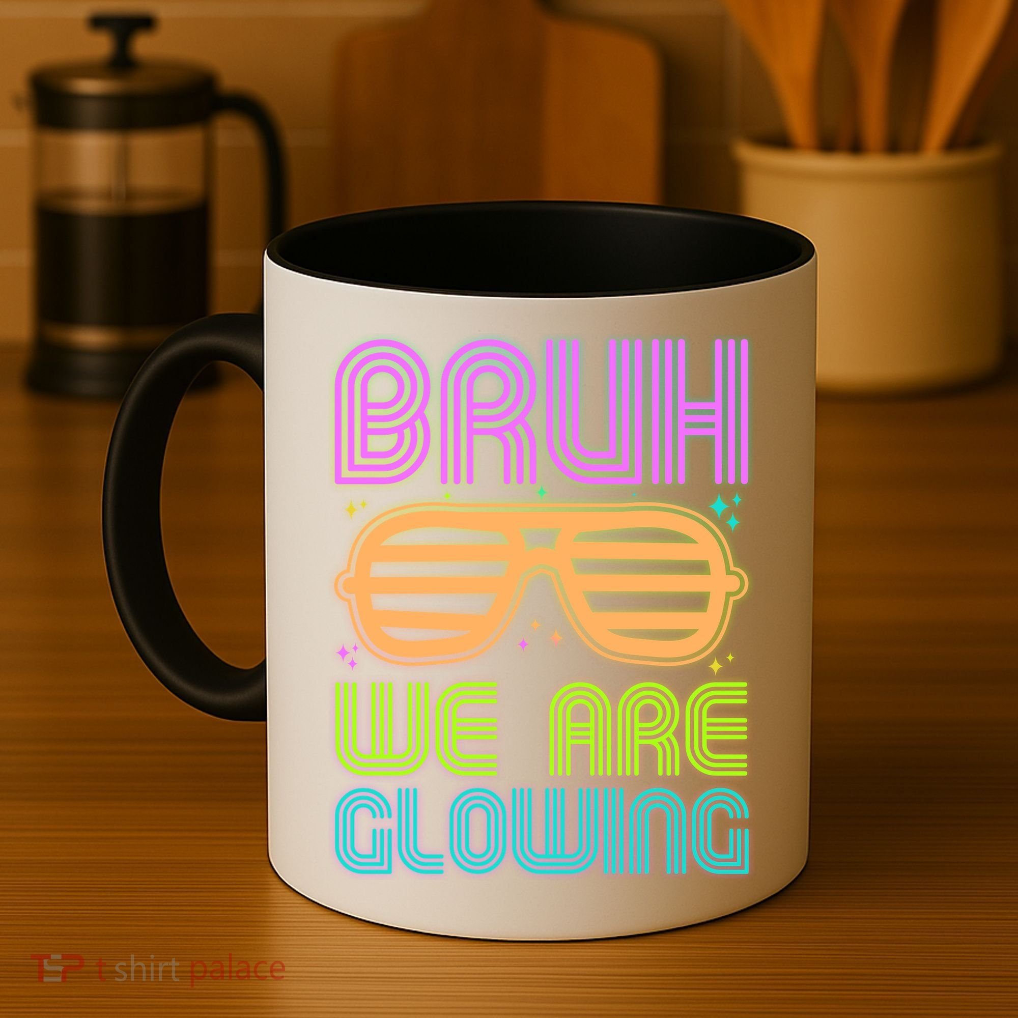 Neon Bruh We Are Glowing Coffee Mug