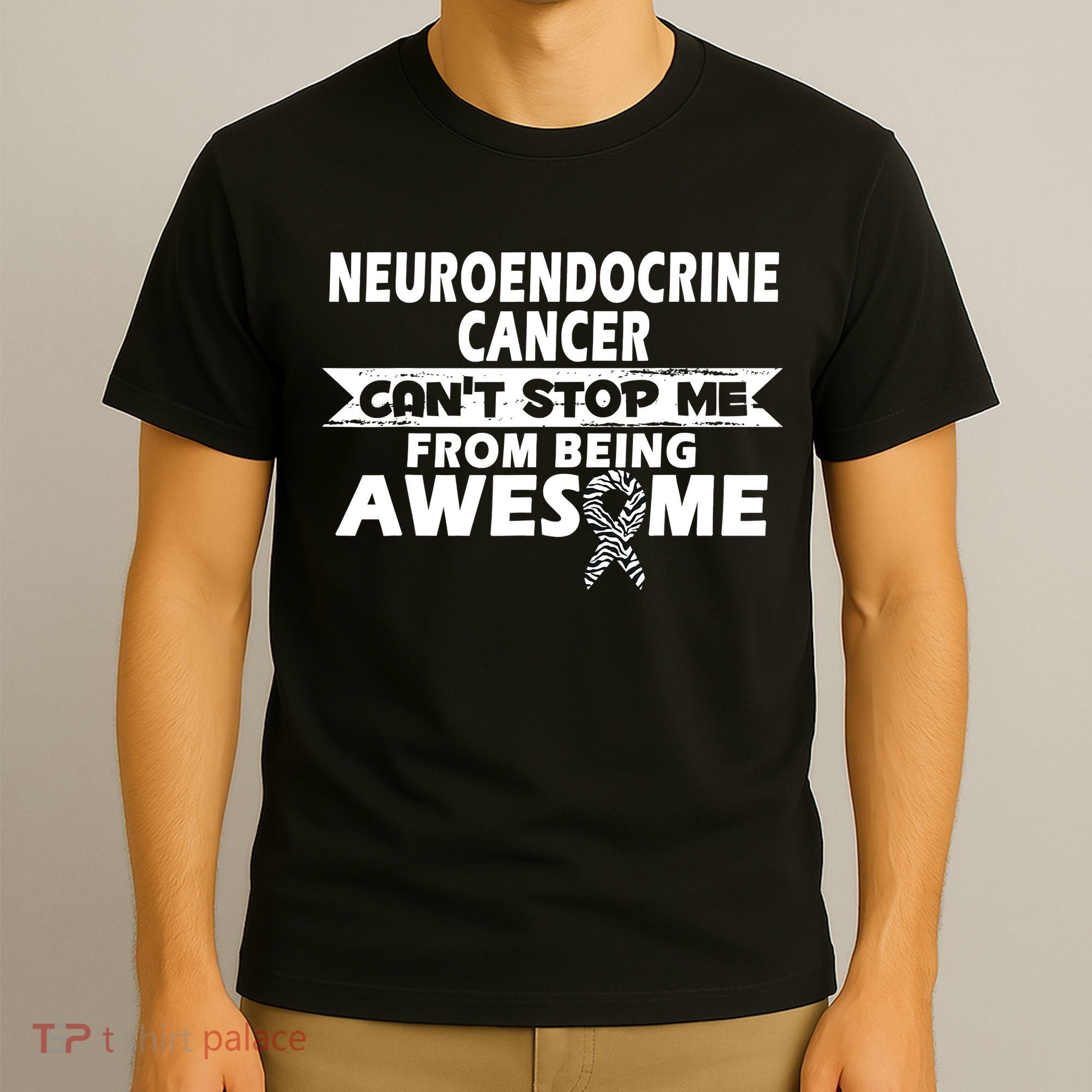 Neuroendocrine Cancer Awareness With Zebra Ribbon T-Shirt