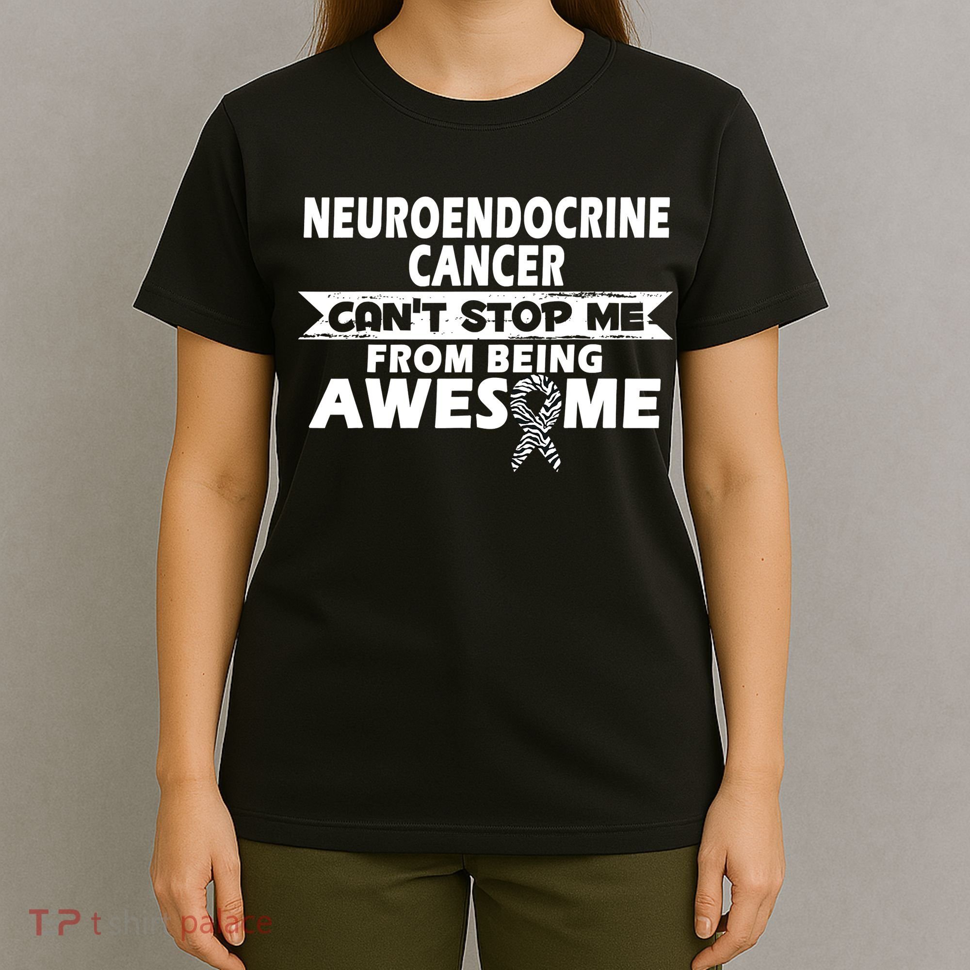Neuroendocrine Cancer Awareness With Zebra Ribbon T-Shirt