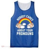 Nobody Cares About Your Pronouns Mesh Reversible Basketball Jersey Tank thumb 0