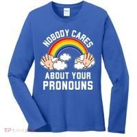 Nobody Cares About Your Pronouns Women's Long Sleeve Shirt thumb 0