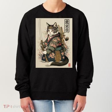 Ninja Cat Anime Style Samurai Cat Women's Sweatshirt