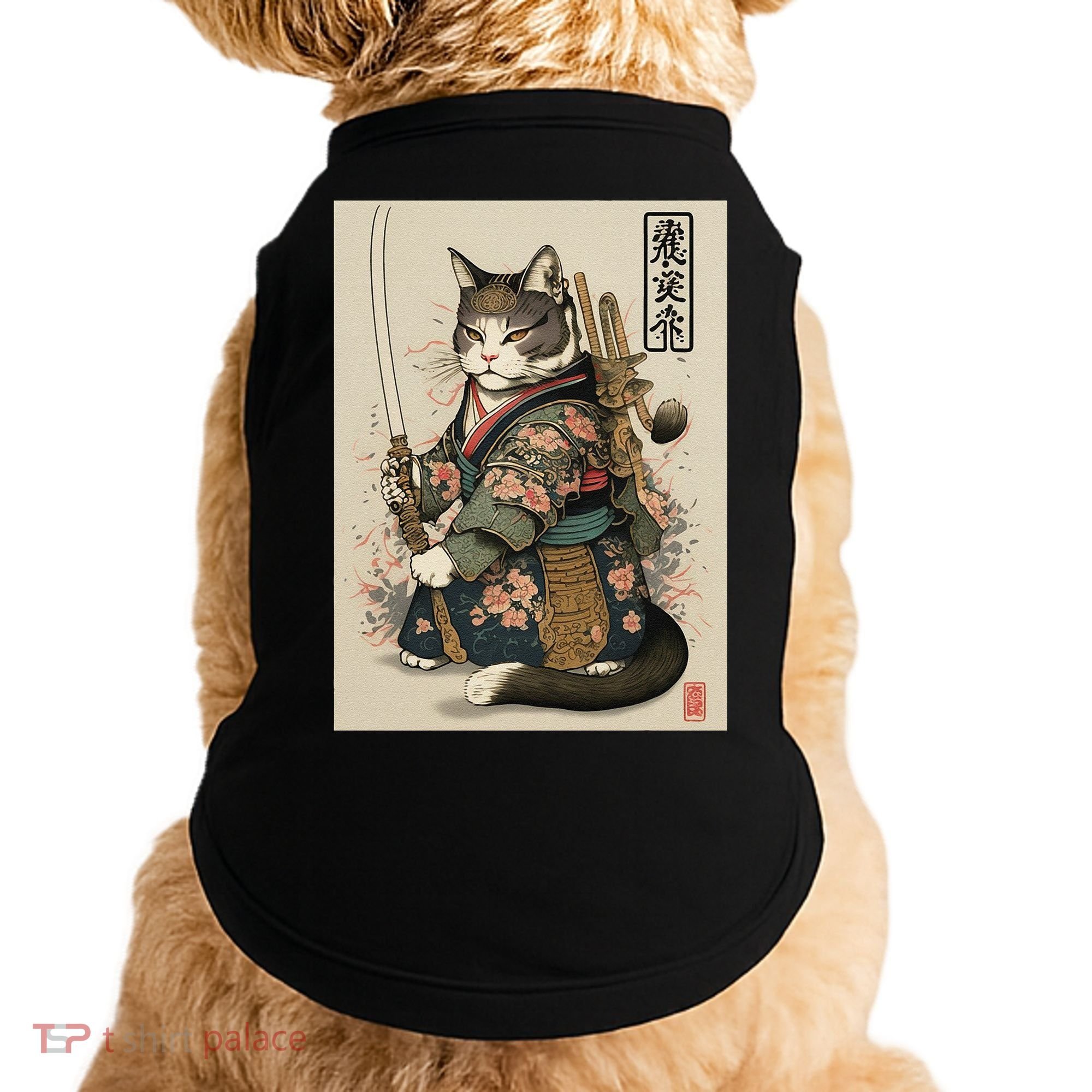 Ninja Cat Anime Style Samurai Cat Doggie Tank