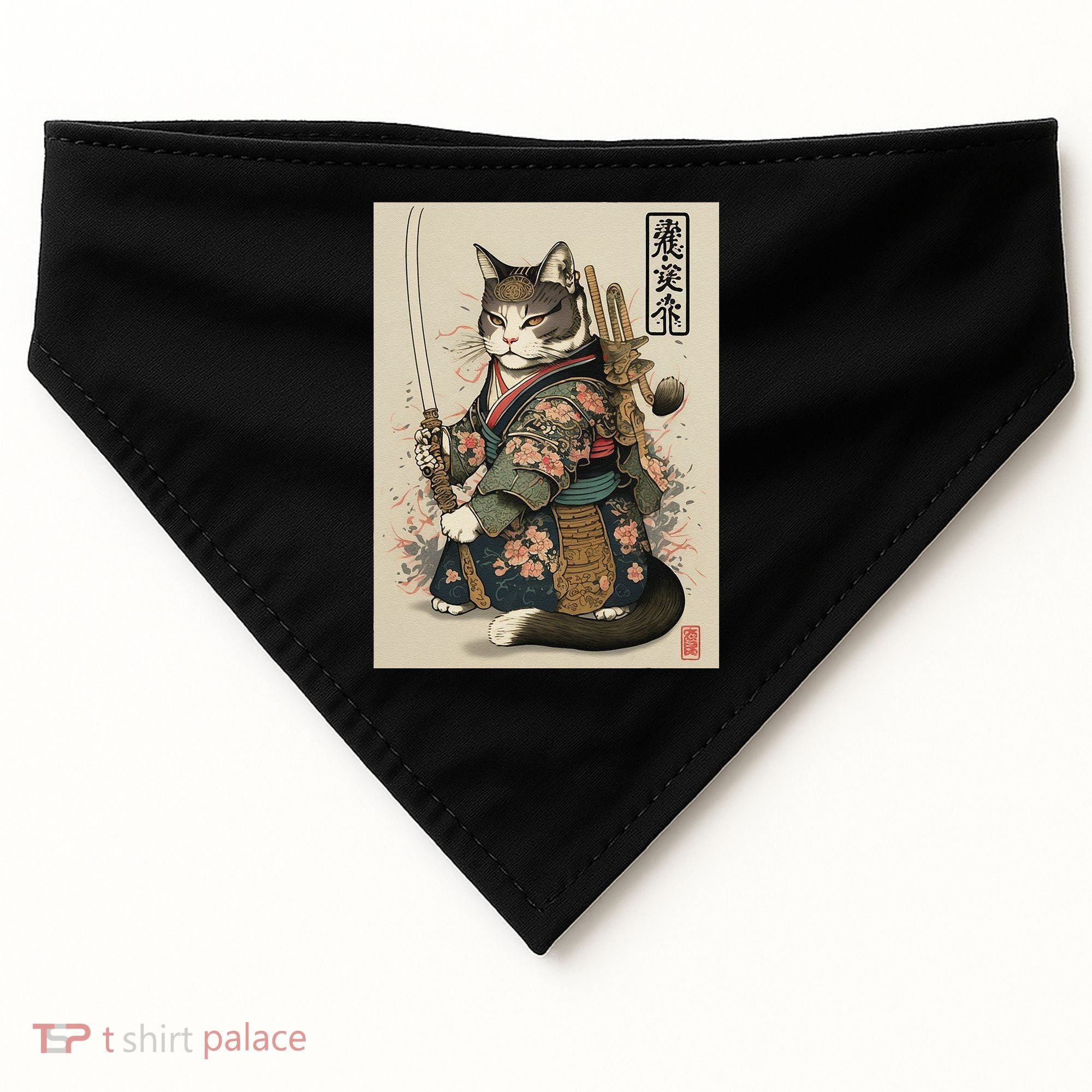 Ninja Cat Anime Style Samurai Cat USA-Made Doggie Bandana