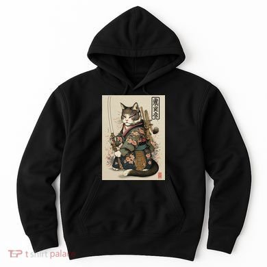 Ninja Cat Anime Style Samurai Cat Hoodie