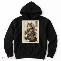 Ninja Cat Anime Style Samurai Cat Hoodie thumb 0