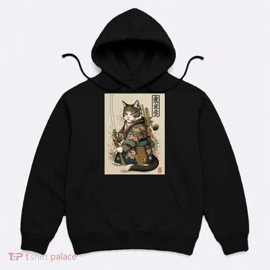 Ninja Cat Anime Style Samurai Cat Hoodie