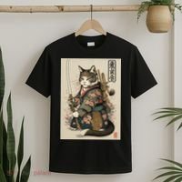 Ninja Cat Anime Style Samurai Cat T-Shirt thumb 2