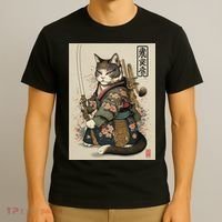 Ninja Cat Anime Style Samurai Cat T-Shirt thumb 3