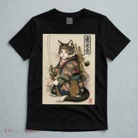 Ninja Cat Anime Style Samurai Cat T-Shirt thumb 5