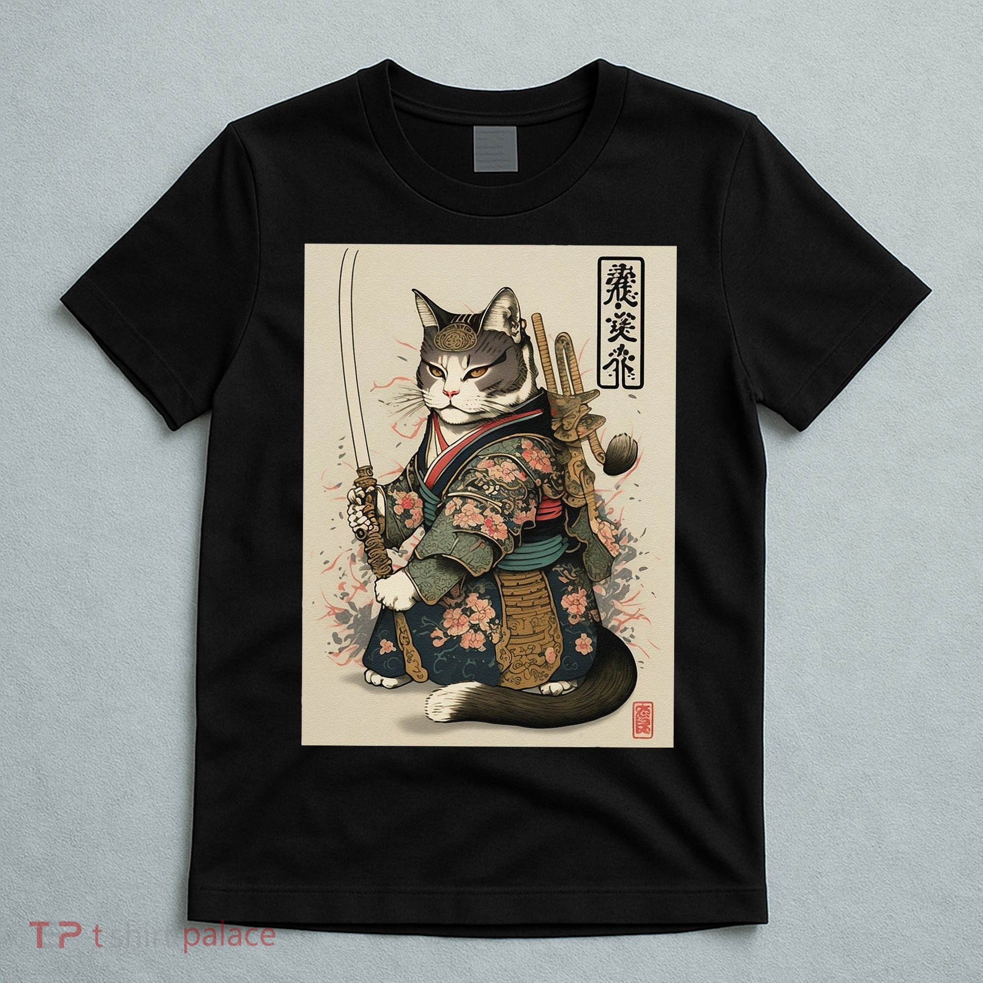 Ninja Cat Anime Style Samurai Cat T-Shirt