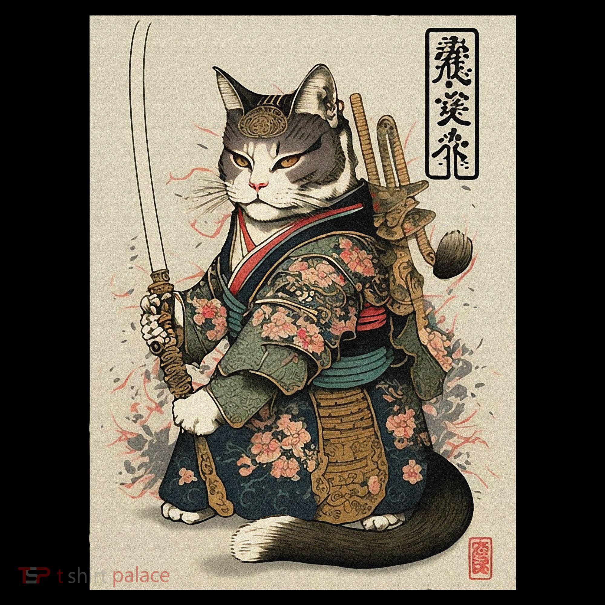 Ninja Cat Anime Style Samurai Cat Bucket Hat