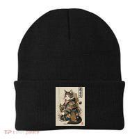 Ninja Cat Anime Style Samurai Cat Beanie thumb 0