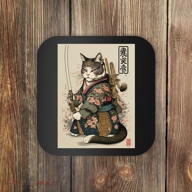 Ninja Cat Anime Style Samurai Cat Coaster