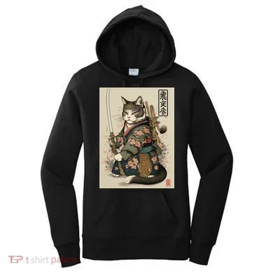 Ninja Cat Anime Style Samurai Cat Women's Hoodie