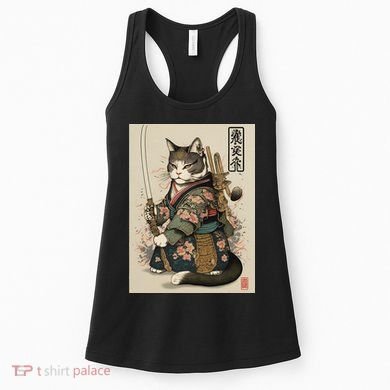 Ninja Cat Anime Style Samurai Cat Women's Tank Top