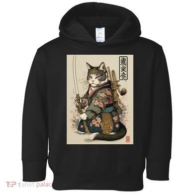 Ninja Cat Anime Style Samurai Cat Toddler Hoodie