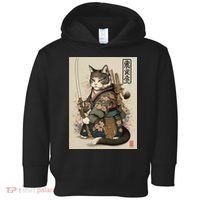 Ninja Cat Anime Style Samurai Cat Toddler Hoodie thumb 0