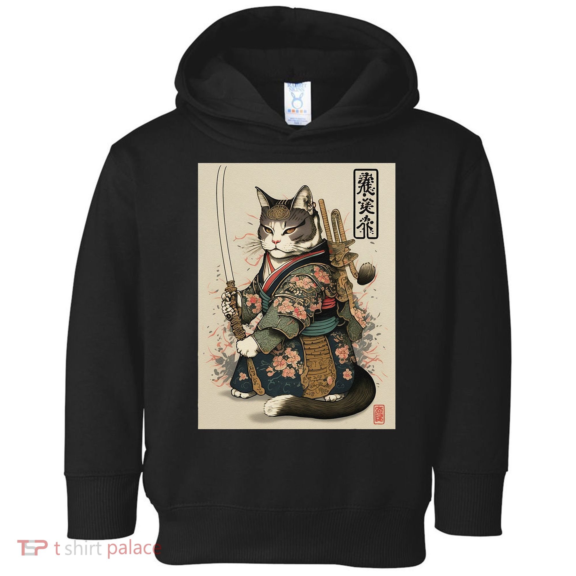 Ninja Cat Anime Style Samurai Cat Toddler Hoodie