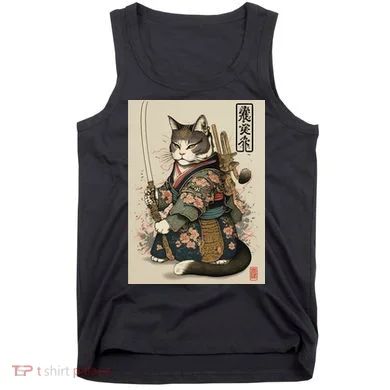 Ninja Cat Anime Style Samurai Cat Tank Top
