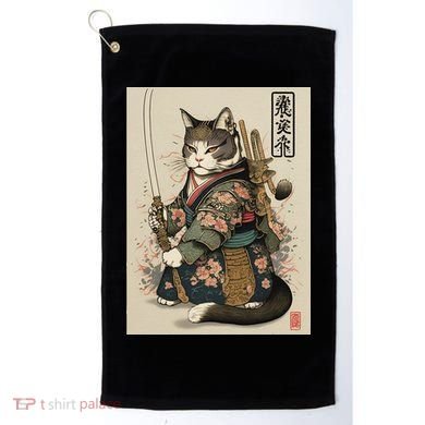 Ninja Cat Anime Style Samurai Cat Golf Towel