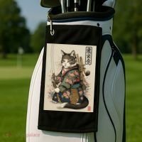 Ninja Cat Anime Style Samurai Cat Golf Towel thumb 2