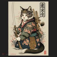 Ninja Cat Anime Style Samurai Cat Golf Towel thumb 3