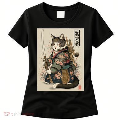 Ninja Cat Anime Style Samurai Cat Women's T-Shirt