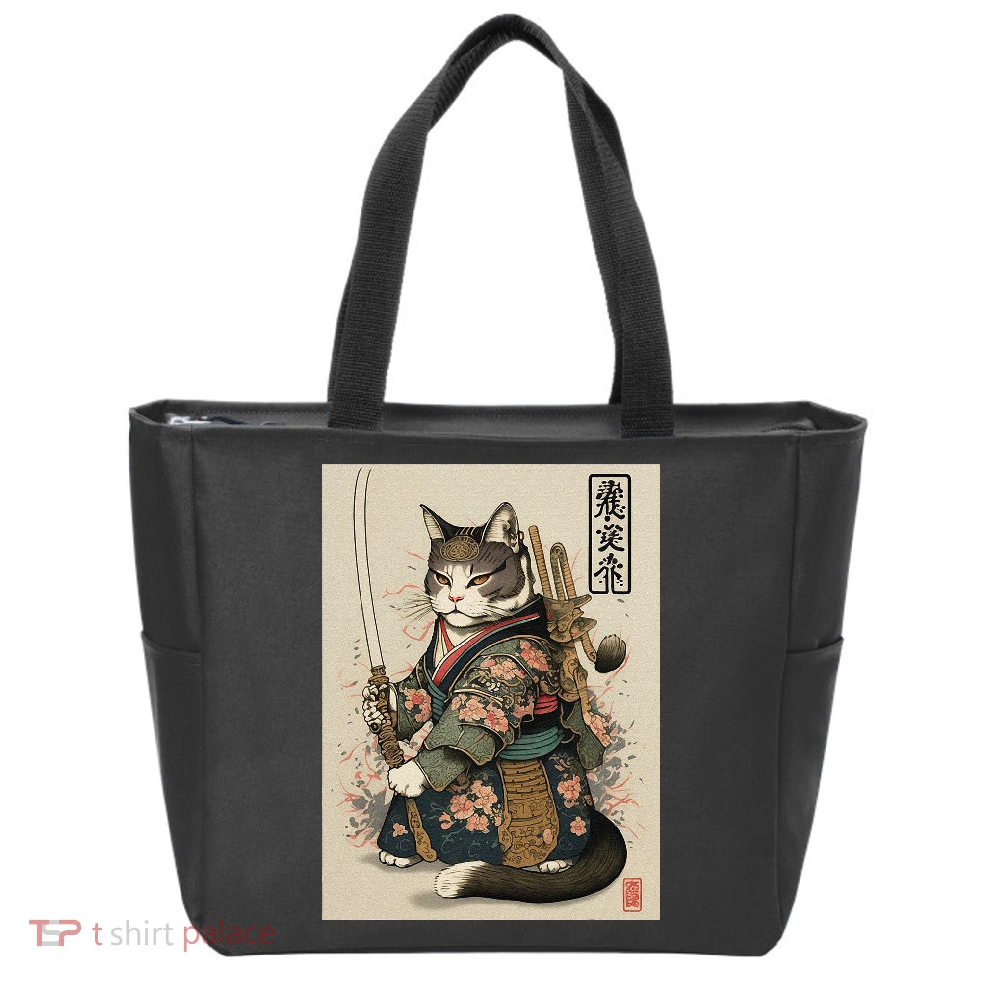 Ninja Cat Anime Style Samurai Cat Tote Bag