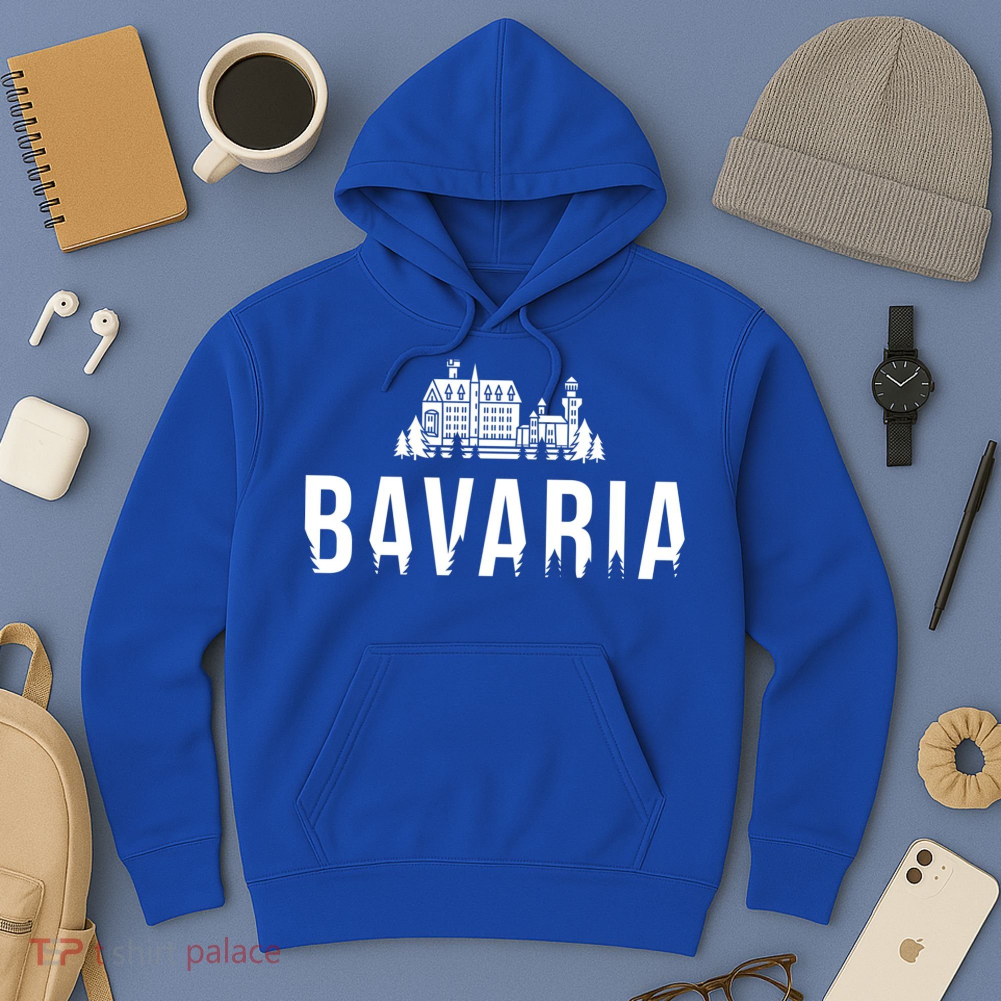 Neuschwanstein Castle And Forest Gift Bavaria Germany Souvenir Gift Hoodie