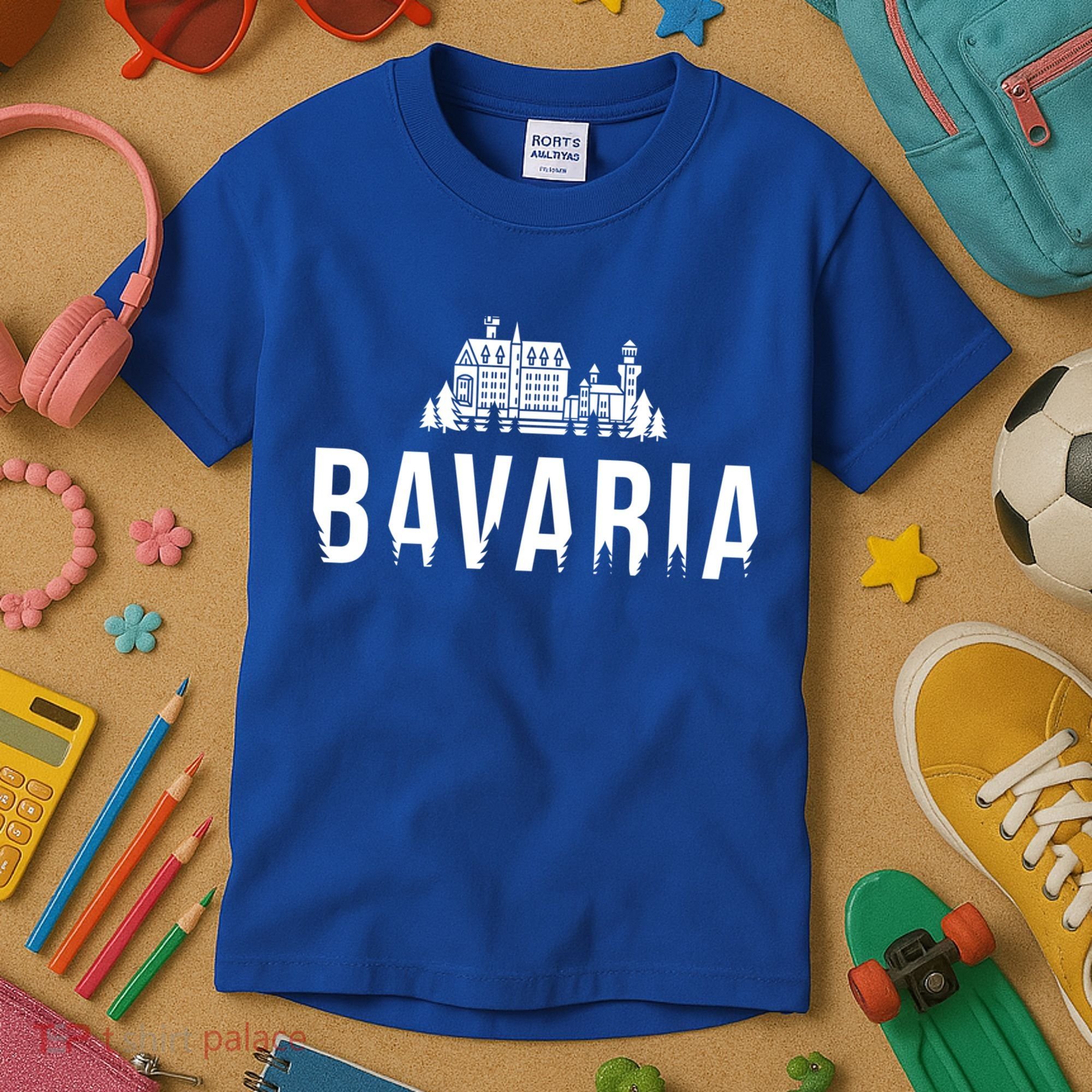 Neuschwanstein Castle And Forest Gift Bavaria Germany Souvenir Gift Kids T-Shirt