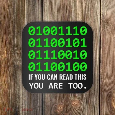 Nerd Computer Binary Code For Developer Geeks & Admins Coaster