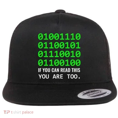 Nerd Computer Binary Code For Developer Geeks & Admins Flat Bill Trucker Hat