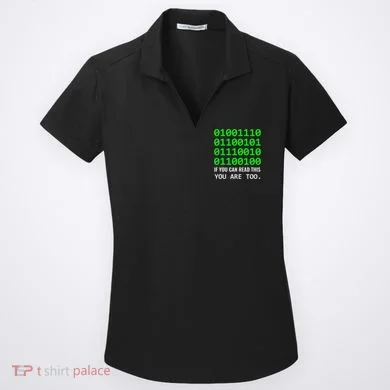 Nerd Computer Binary Code For Developer Geeks & Admins Women's Dry Zone Grid Polo