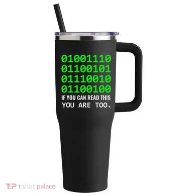 Nerd Computer Binary Code For Developer Geeks & Admins 40oz Vacuum Insulated Stainless Steel Travel Tumbler