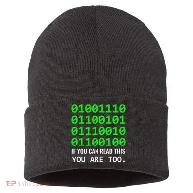 Nerd Computer Binary Code For Developer Geeks & Admins Sustainable Knit Beanie
