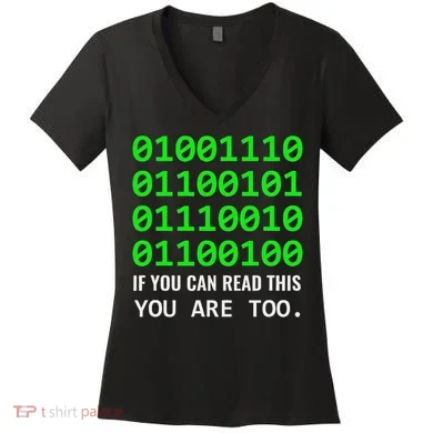 Nerd Computer Binary Code For Developer Geeks & Admins Women's V-Neck T-Shirt