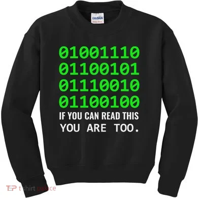 Nerd Computer Binary Code For Developer Geeks & Admins Kids Sweatshirt