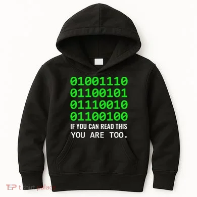 Nerd Computer Binary Code For Developer Geeks & Admins Kids Hoodie