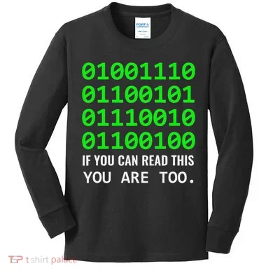 Nerd Computer Binary Code For Developer Geeks & Admins Kids Long Sleeve Shirt