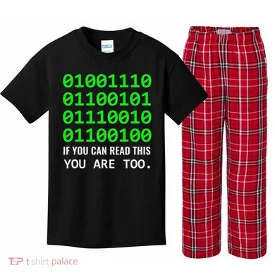 Nerd Computer Binary Code For Developer Geeks & Admins Kids Plaid Pajama Set