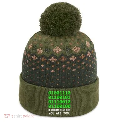 Nerd Computer Binary Code For Developer Geeks & Admins The Baniff Cuffed Pom Beanie