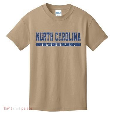 North Carolina Baseball Blue Vintage Text Kids T-Shirt
